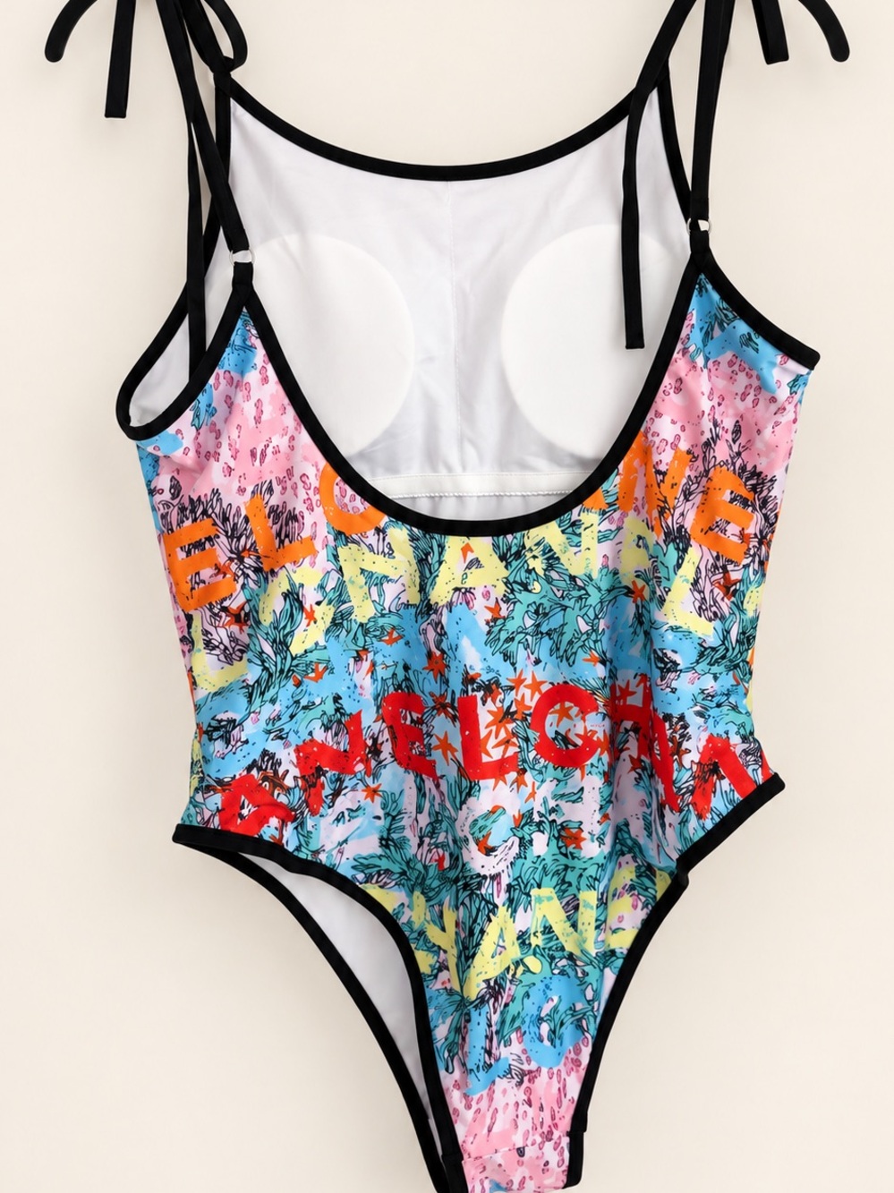 CHANEL Multicolor Graphic One-Piece Swimsuit with Black Trim